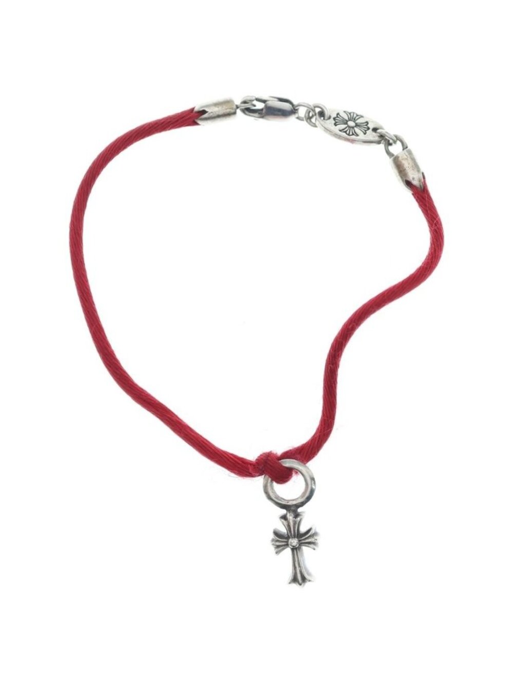 Chrome Hearts KZ Cross Bracelet Stack Silk Silver Red